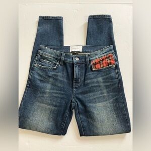 Current / Elliott Stiletto Plaid Pocket Skinny Jeans Size 26